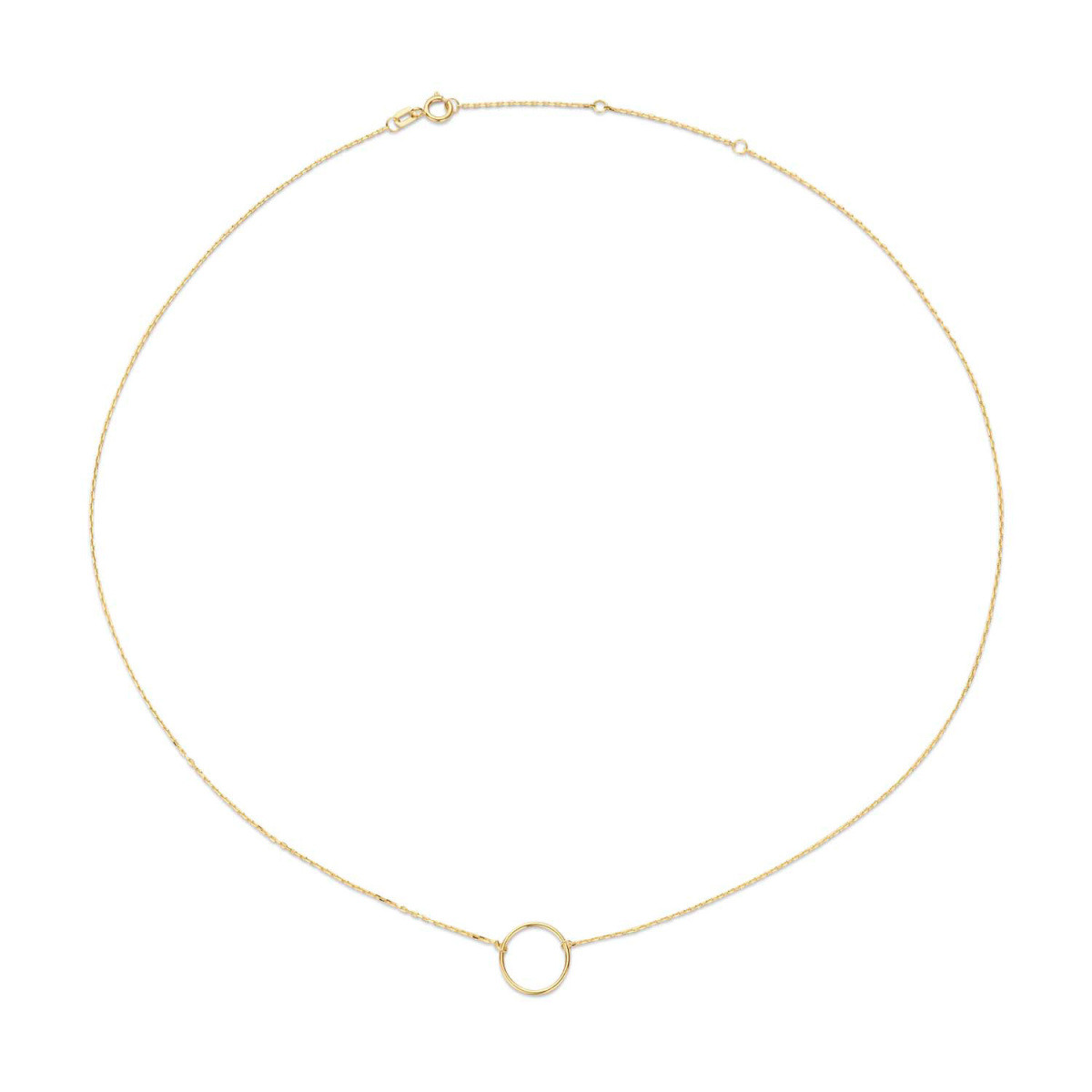 Jackie Gold JKN20.051 14-karaat gouden collier met ronde hanger - Lengte 40-42.5-45 cm