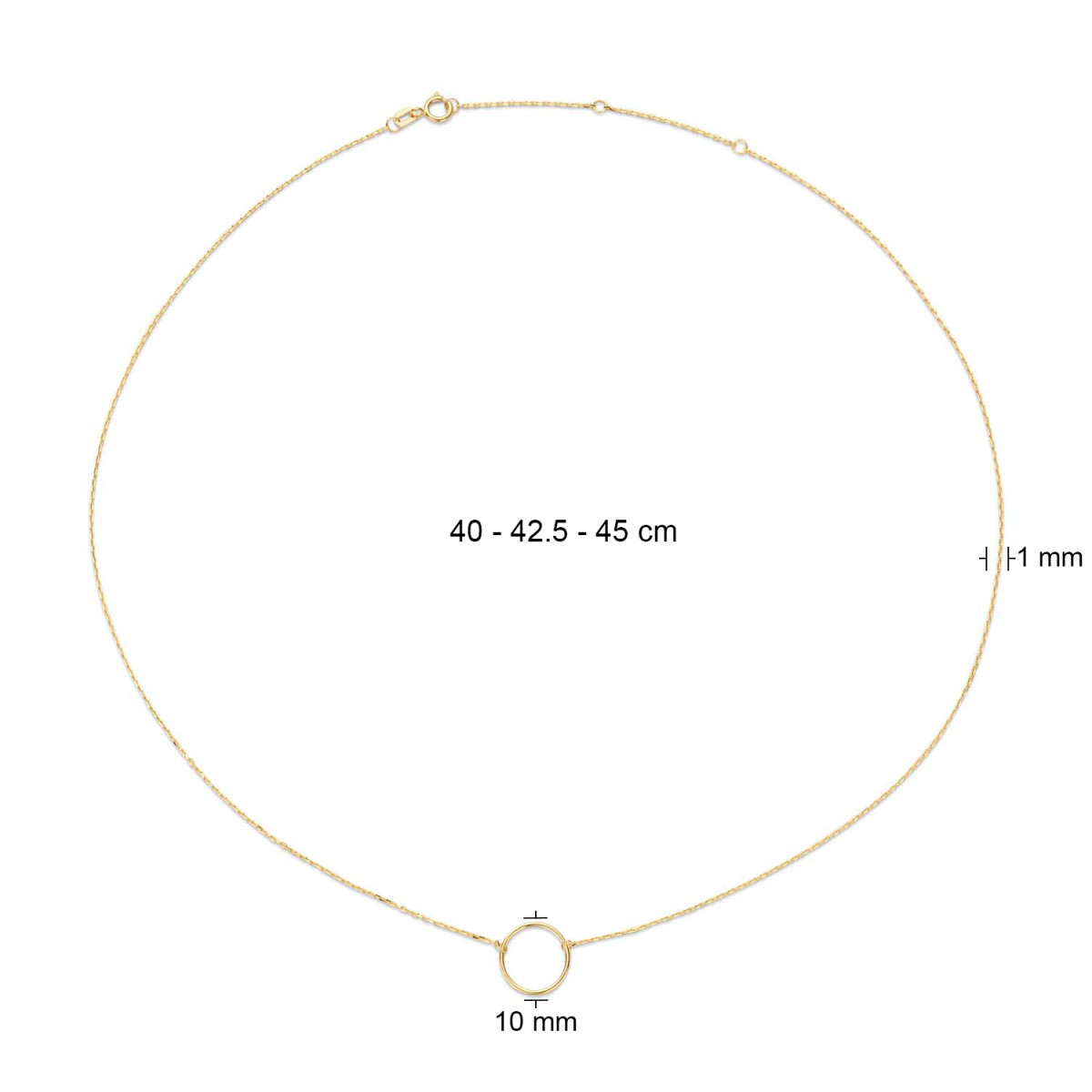 Jackie Gold JKN20.051 14-karaat gouden collier met ronde hanger - Lengte 40-42.5-45 cm