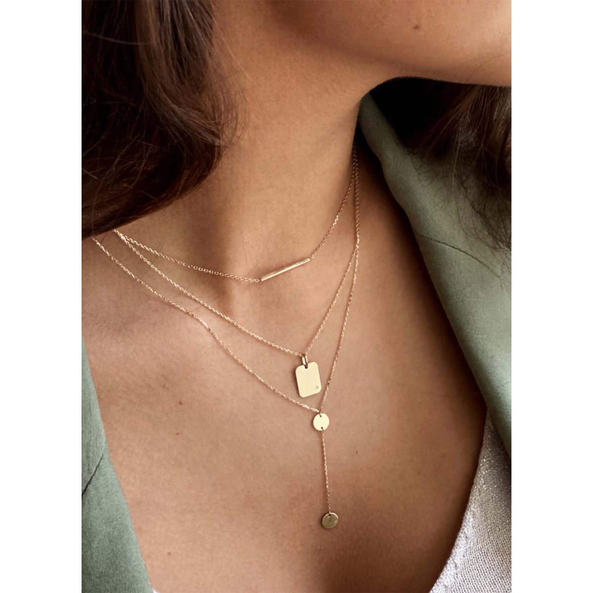 Jackie Gold JKN20.052 14-karaat gouden ketting met staafje - Lengte 40-42.5-45 cm