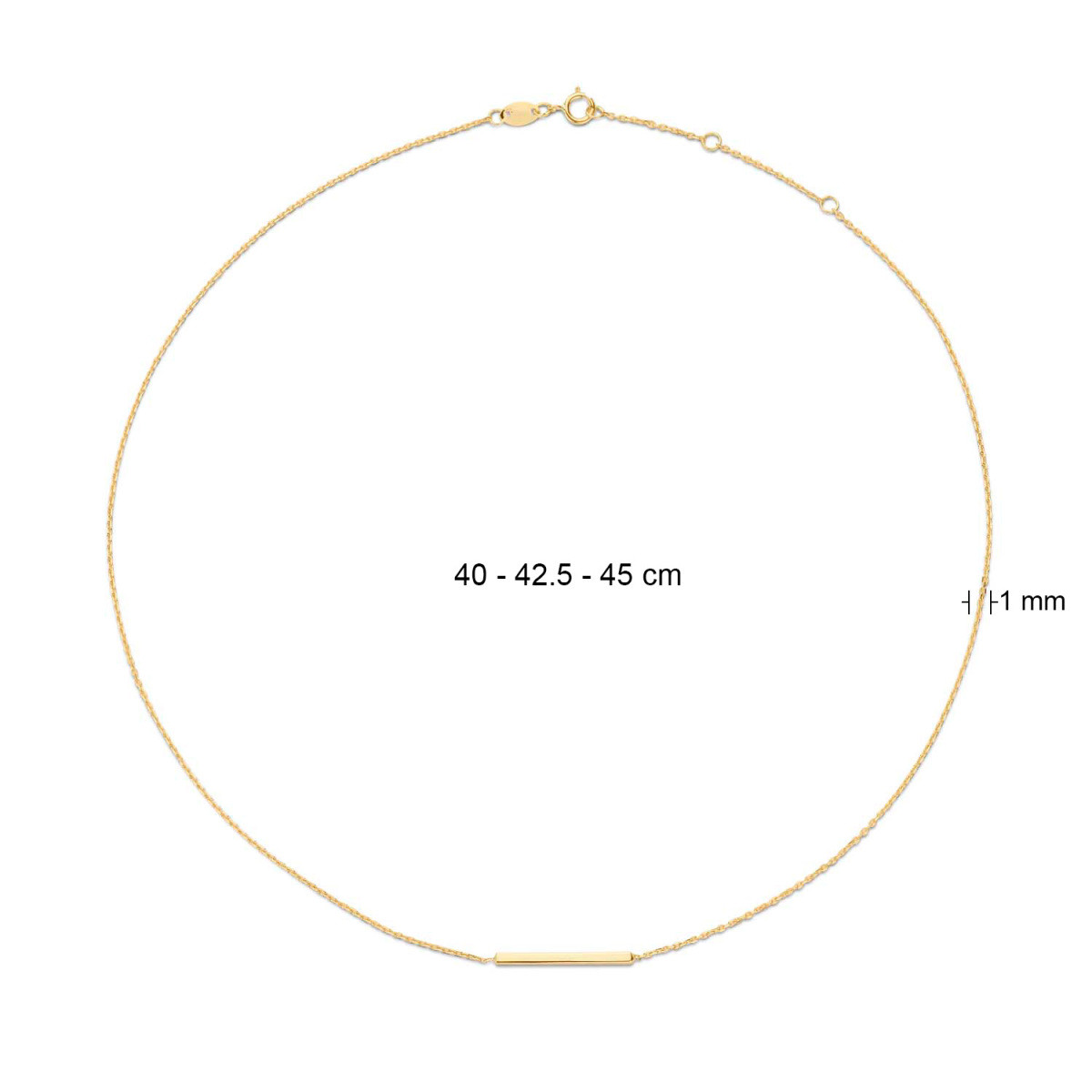 Jackie Gold JKN20.052 14-karaat gouden ketting met staafje - Lengte 40-42.5-45 cm