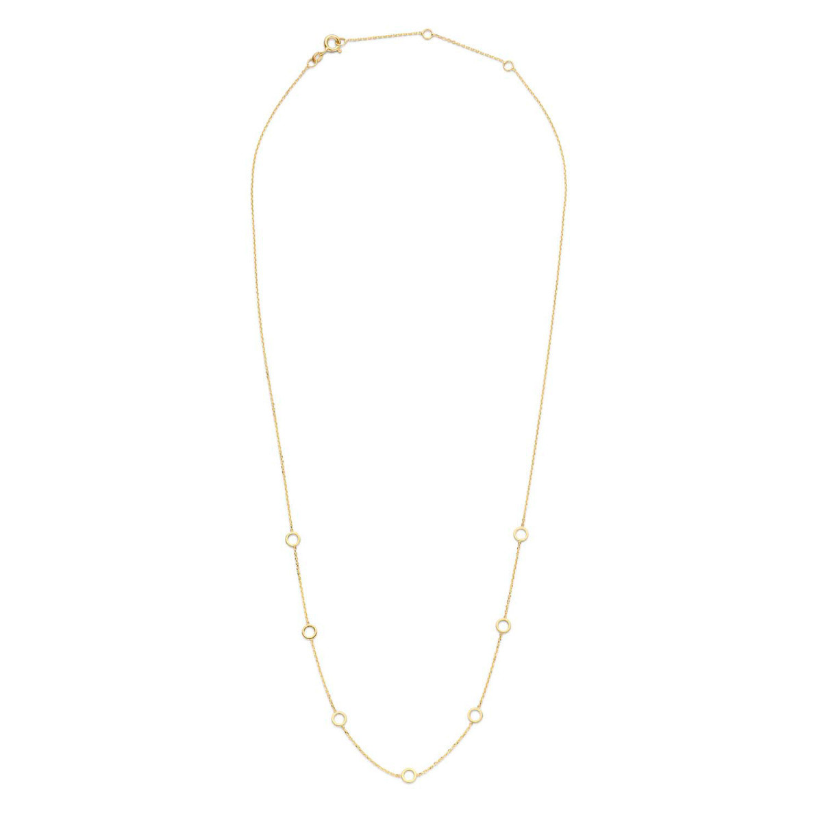 Jackie Gold JKN20.082 14-karaat gouden ketting met 7 open rondjes 5 mm breed - Lengte 54-57-60 cm