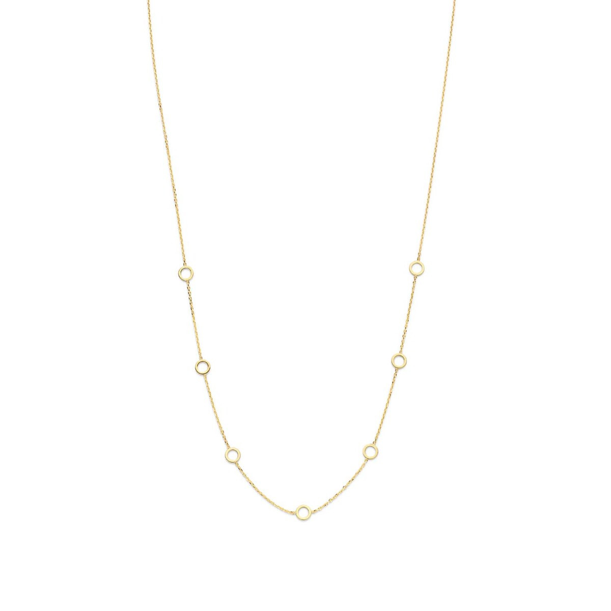 Jackie Gold JKN20.082 14-karaat gouden ketting met 7 open rondjes 5 mm breed - Lengte 54-57-60 cm