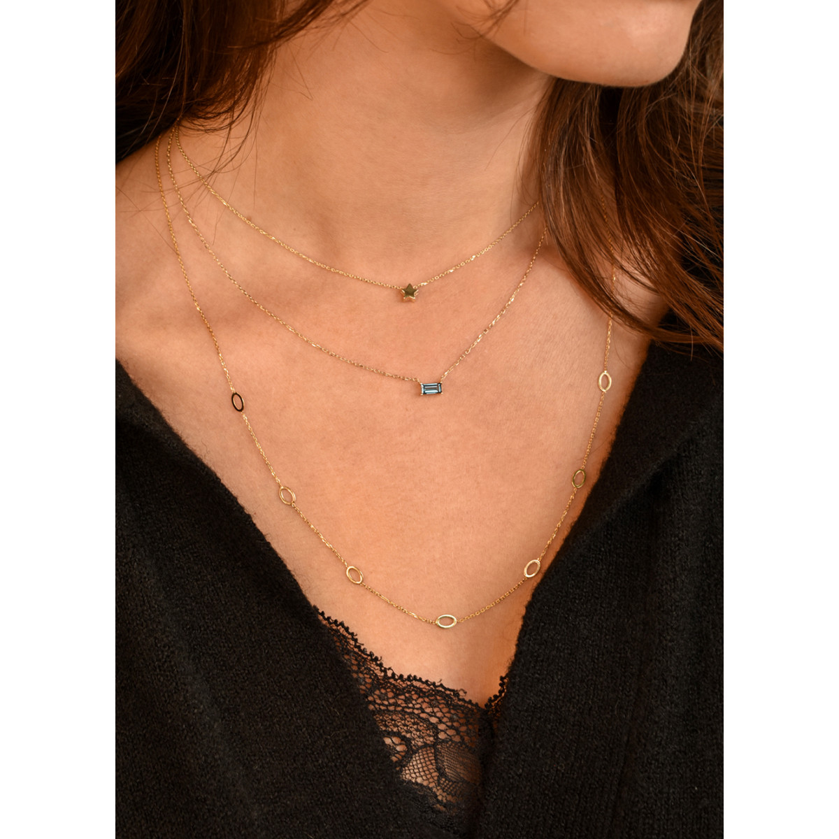 Jackie Gold JKN20.083 14-karaat gouden schakelketting met ovaaltjes 1 mm glanzend - Lengte 54-57-60 cm