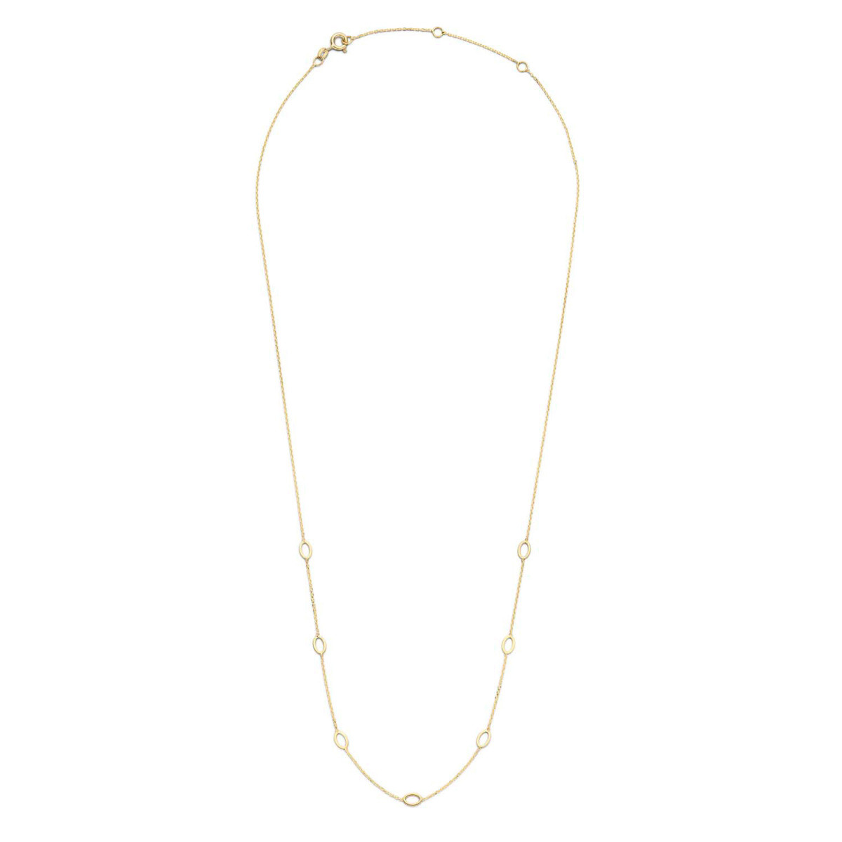 Jackie Gold JKN20.083 14-karaat gouden schakelketting met ovaaltjes 1 mm glanzend - Lengte 54-57-60 cm