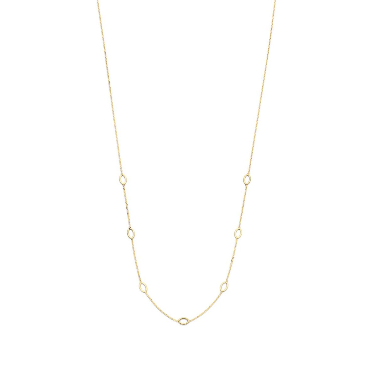 Jackie Gold JKN20.083 14-karaat gouden schakelketting met ovaaltjes 1 mm glanzend - Lengte 54-57-60 cm