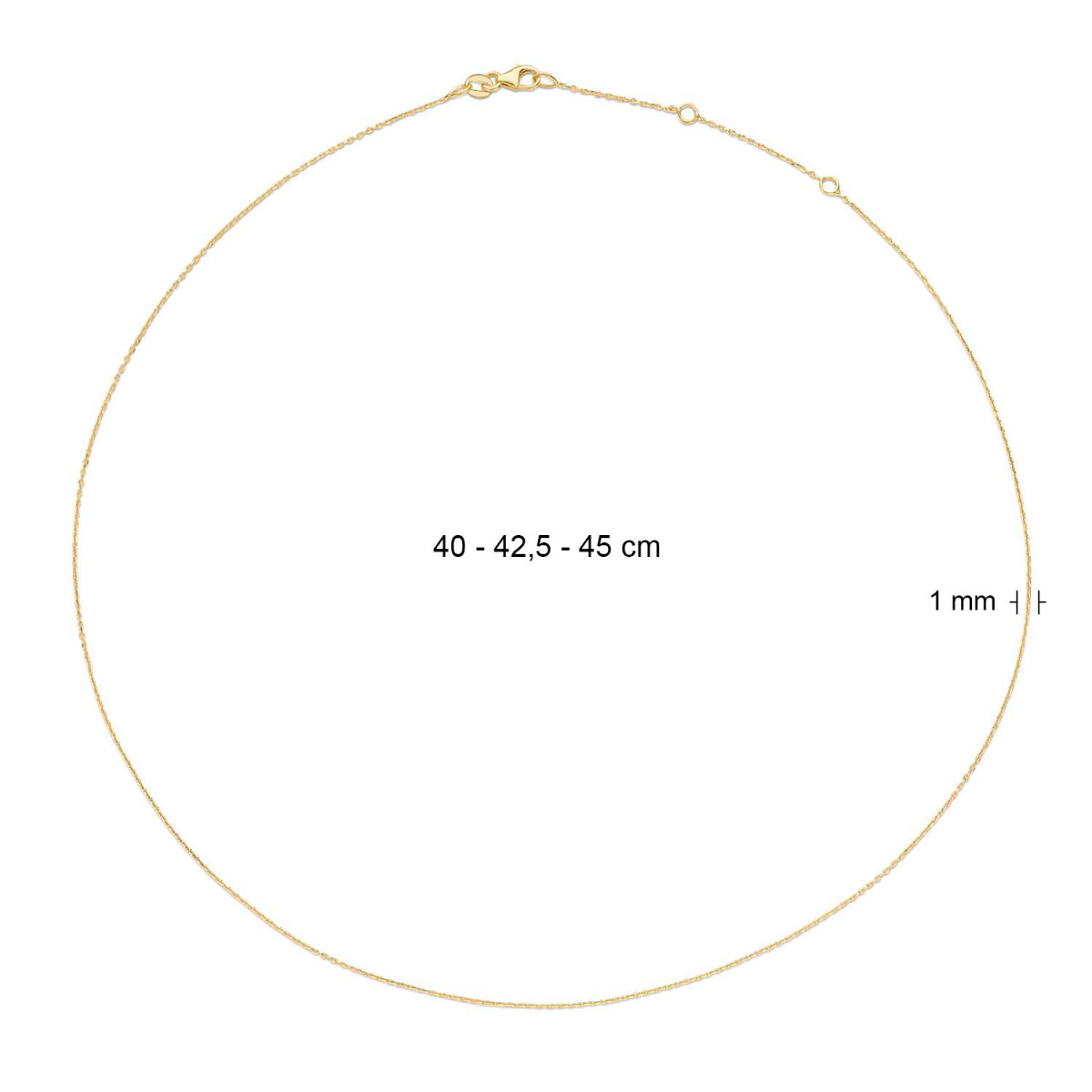 Jackie Gold JKN20.100 schakelketting 14-karaat goud 1 mm - Lengte 40-42.5-45 cm