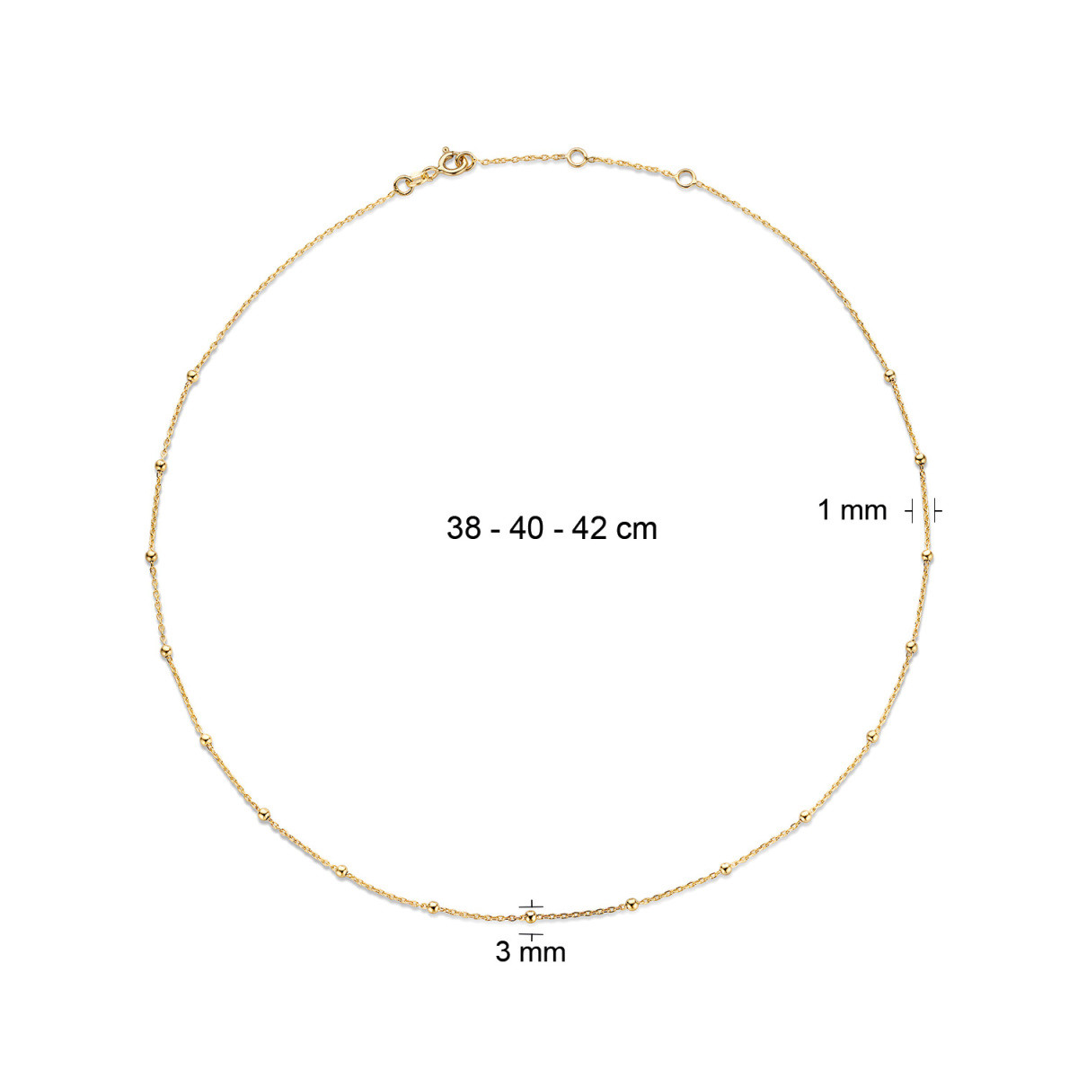 Jackie Gold JKN21.106 14-karaat gouden schakelketting met ronde afwerking - Lengte 38-40-42 cm