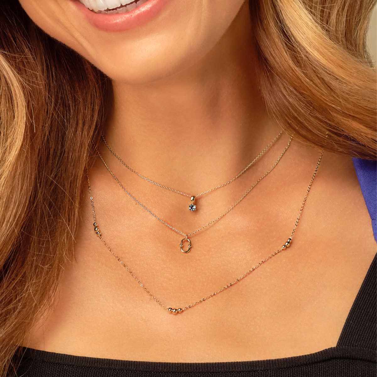Jackie Gold JKN22.251 14k gouden ketting met open ovale hanger 1 mm breed - Lengte 38-40-42 cm