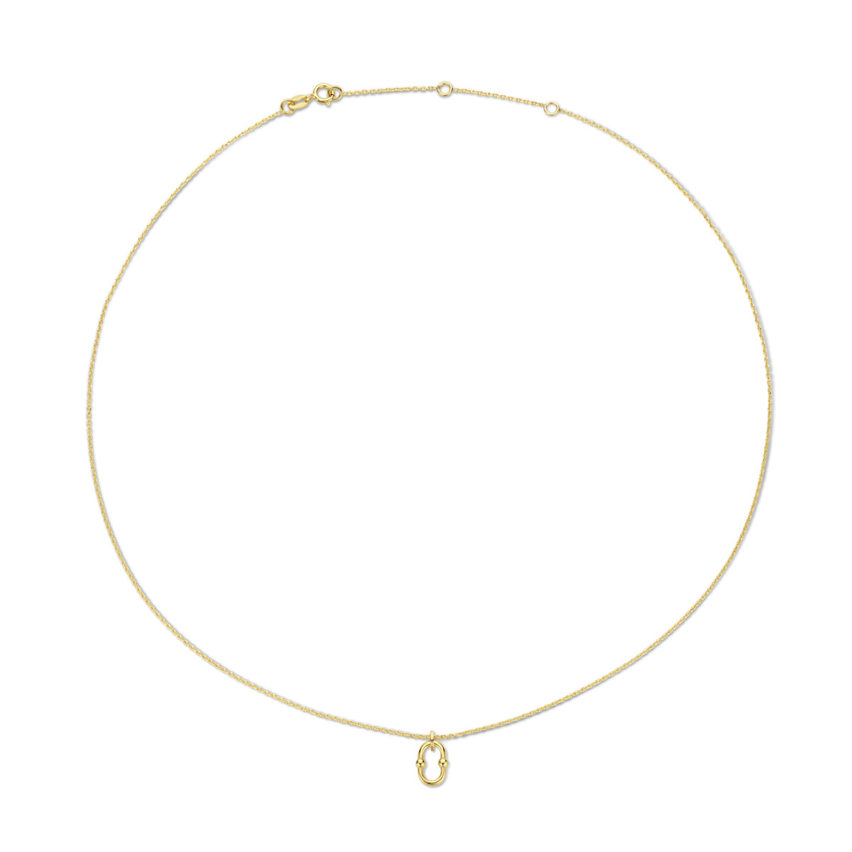 Jackie Gold JKN22.251 14k gouden ketting met open ovale hanger 1 mm breed - Lengte 38-40-42 cm