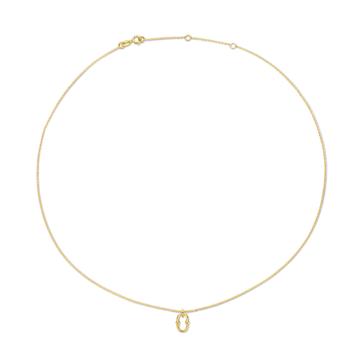 Jackie Gold JKN22.251 14k gouden ketting met open ovale hanger 1 mm breed - Lengte 38-40-42 cm