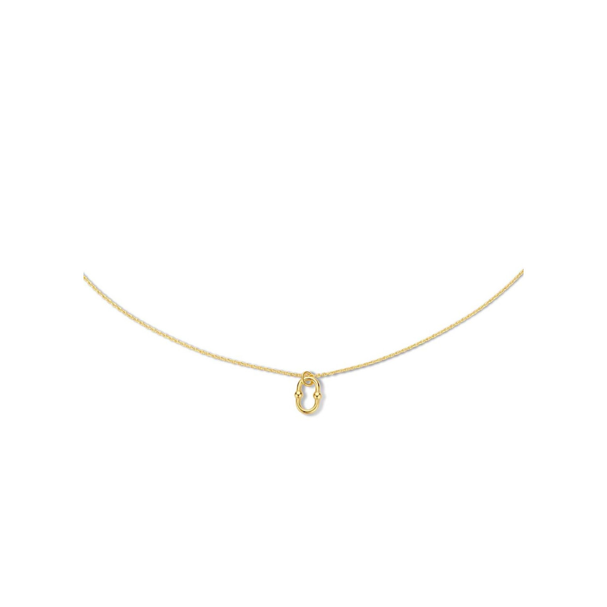 Jackie Gold JKN22.251 14k gouden ketting met open ovale hanger 1 mm breed - Lengte 38-40-42 cm