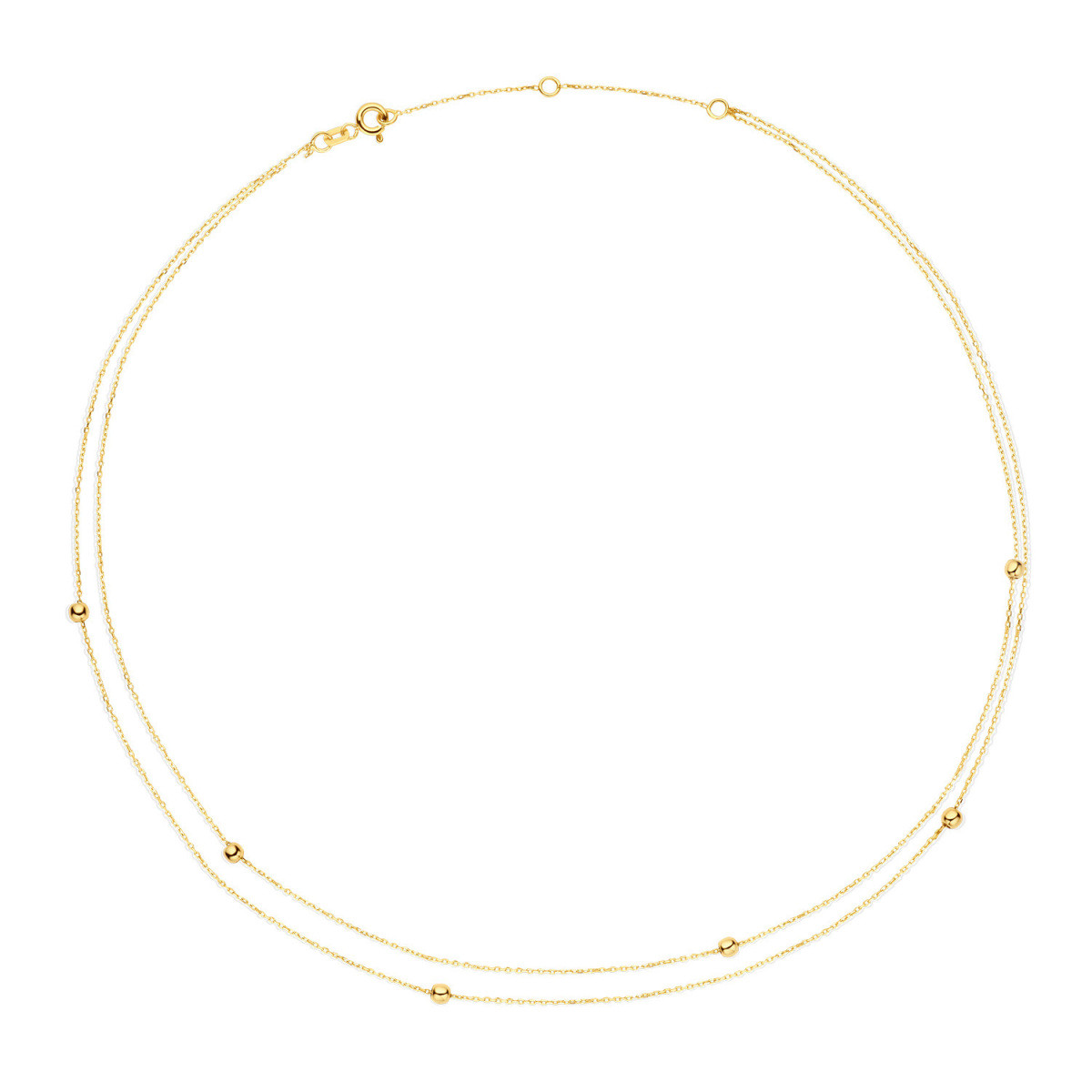 Jackie Gold JKN23.351 14-karaat gouden dubbele ketting met bolletjes - Lengte 38-40-42 cm