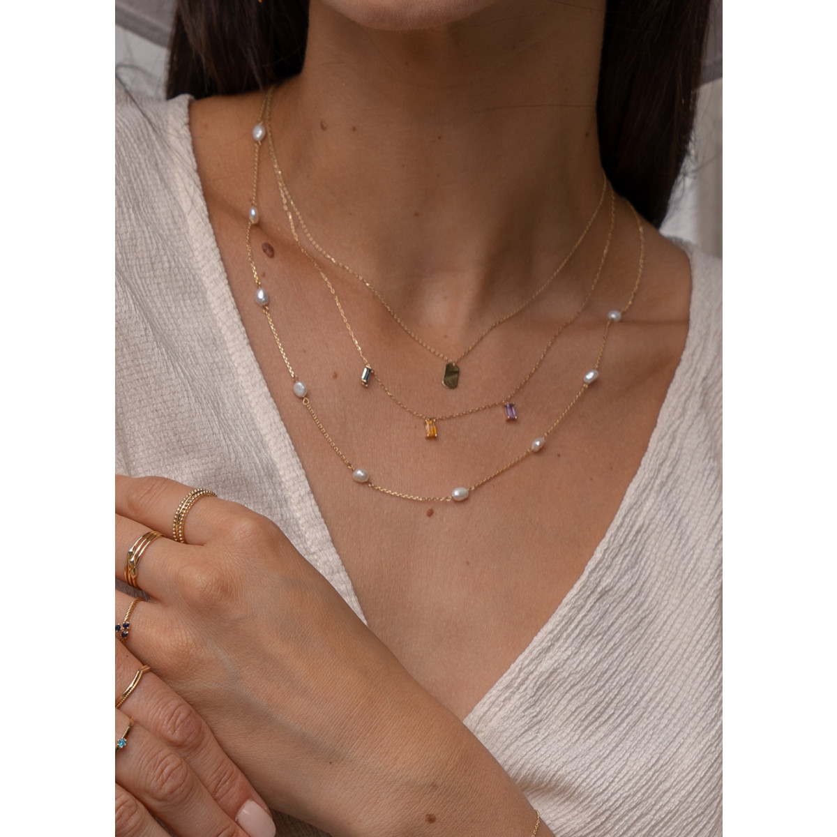 Jackie Gold JKN23.354 14-karaat gouden ketting met graveerbare hanger - Lengte 40-42.5-45 cm