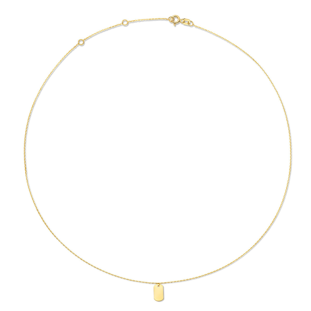 Jackie Gold JKN23.354 14-karaat gouden ketting met graveerbare hanger - Lengte 40-42.5-45 cm