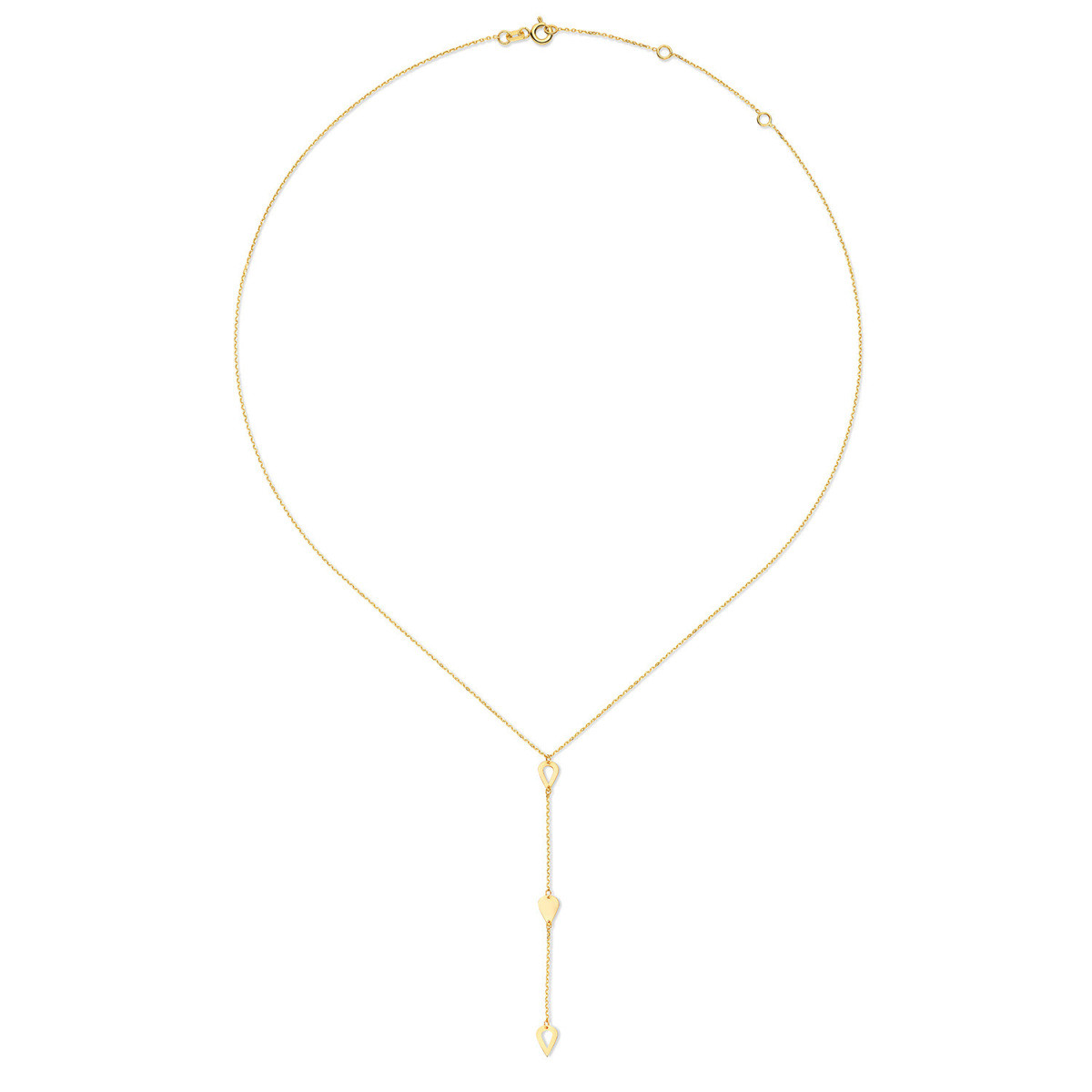 Jackie Gold JKN23.355 14-karaat gouden Y-ketting met druppel hangers - Lengte 40-42-45 cm