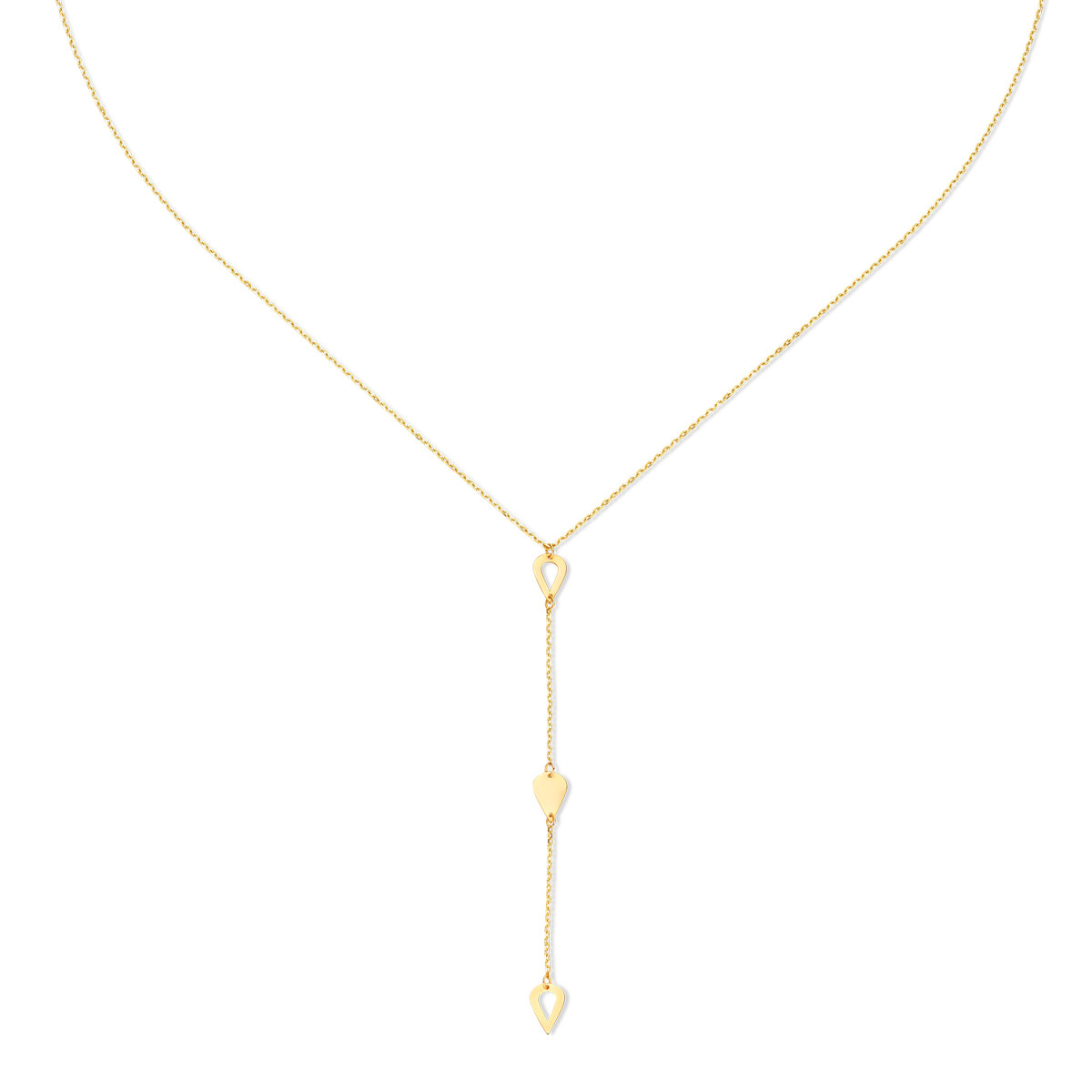 Jackie Gold JKN23.355 14-karaat gouden Y-ketting met druppel hangers - Lengte 40-42-45 cm