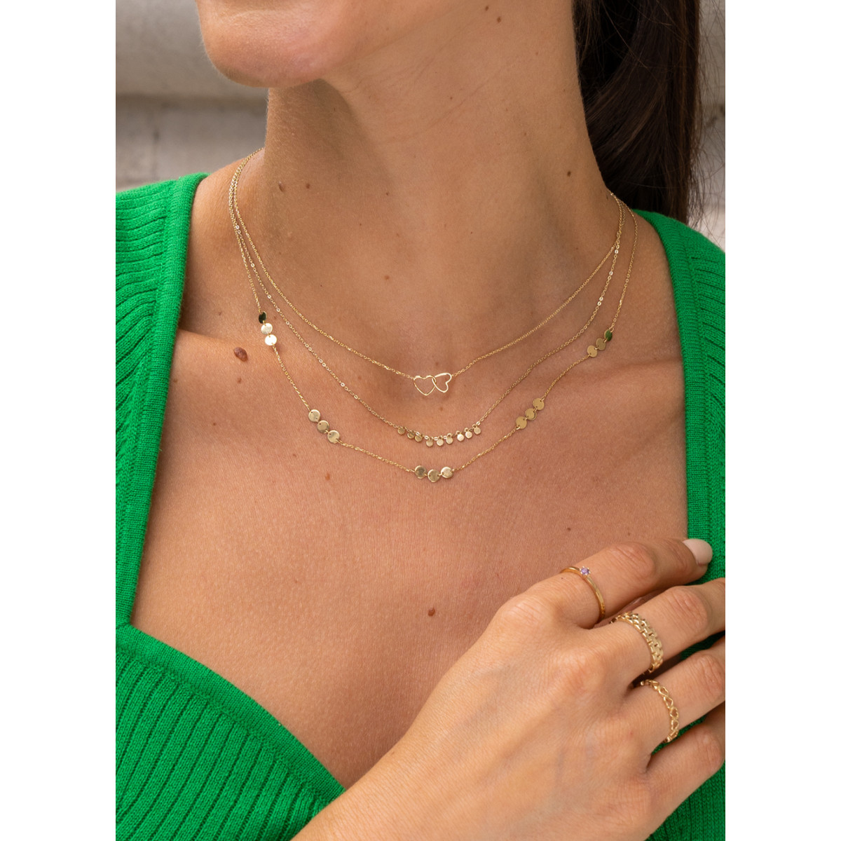 Jackie Gold JKN23.352 14-karaat gouden ketting met ronde hanger - Lengte 42-45 cm