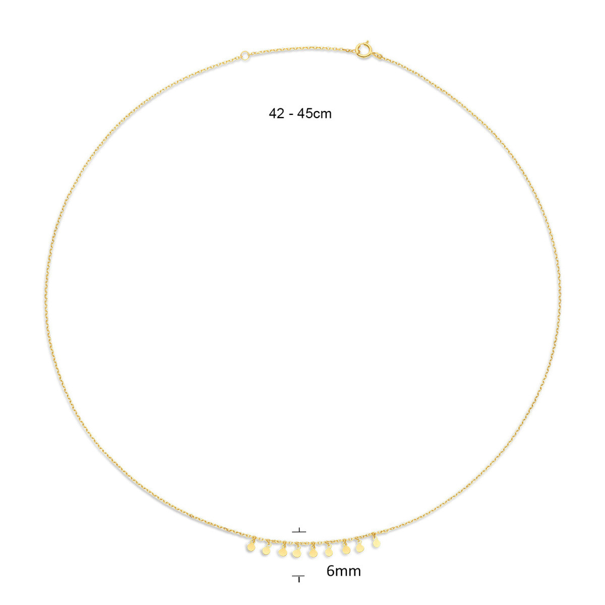 Jackie Gold JKN23.352 14-karaat gouden ketting met ronde hanger - Lengte 42-45 cm
