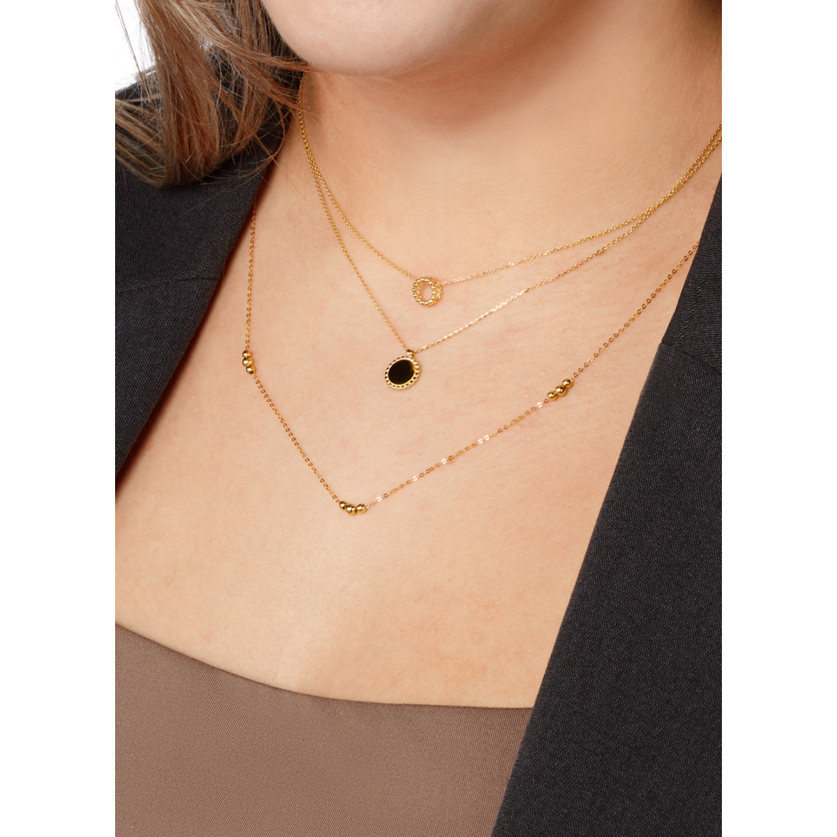 Jackie Gold JKN24.060 14-karaat gouden collier met open rondje - Lengte 40-42.5-45 cm