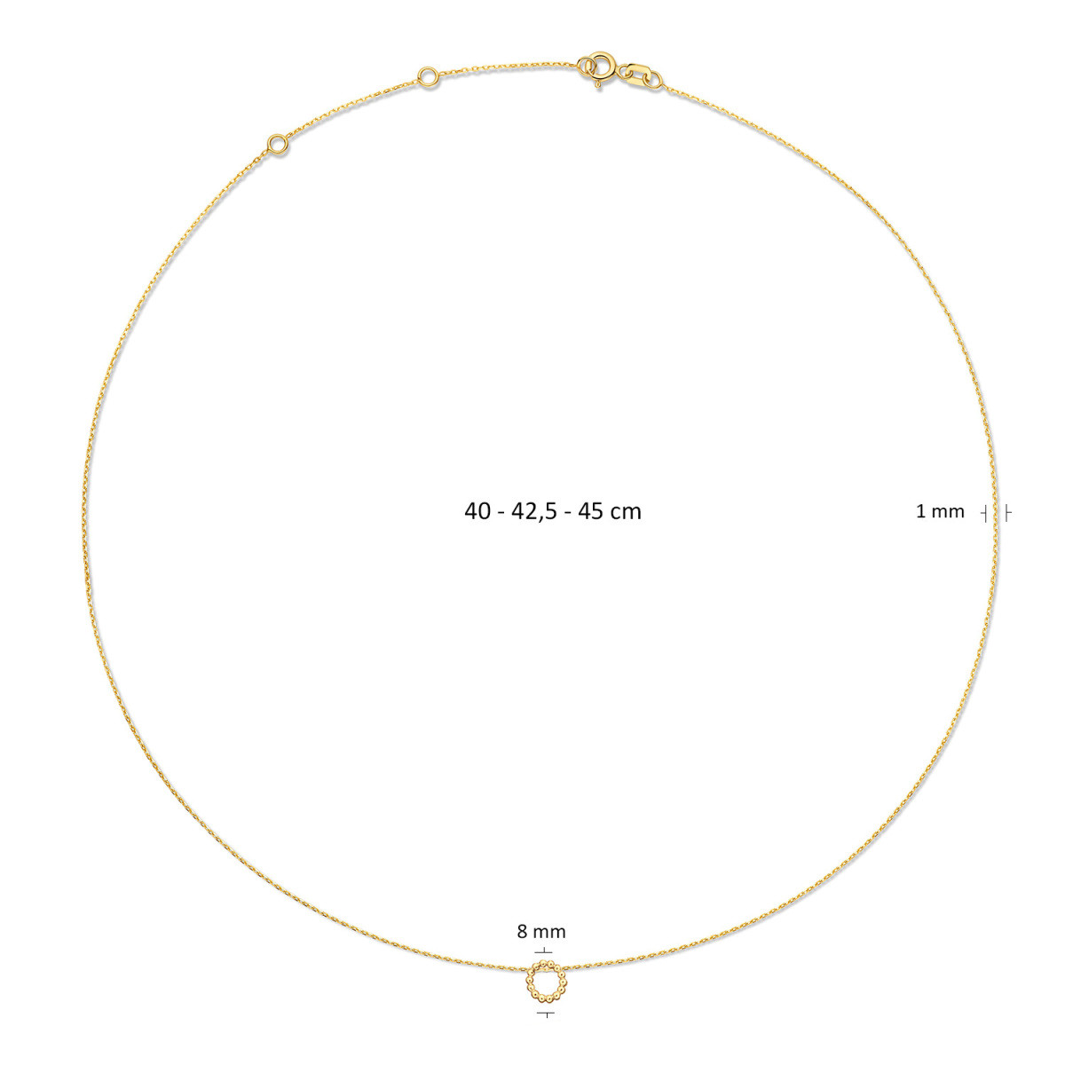 Jackie Gold JKN24.060 14-karaat gouden collier met open rondje - Lengte 40-42.5-45 cm