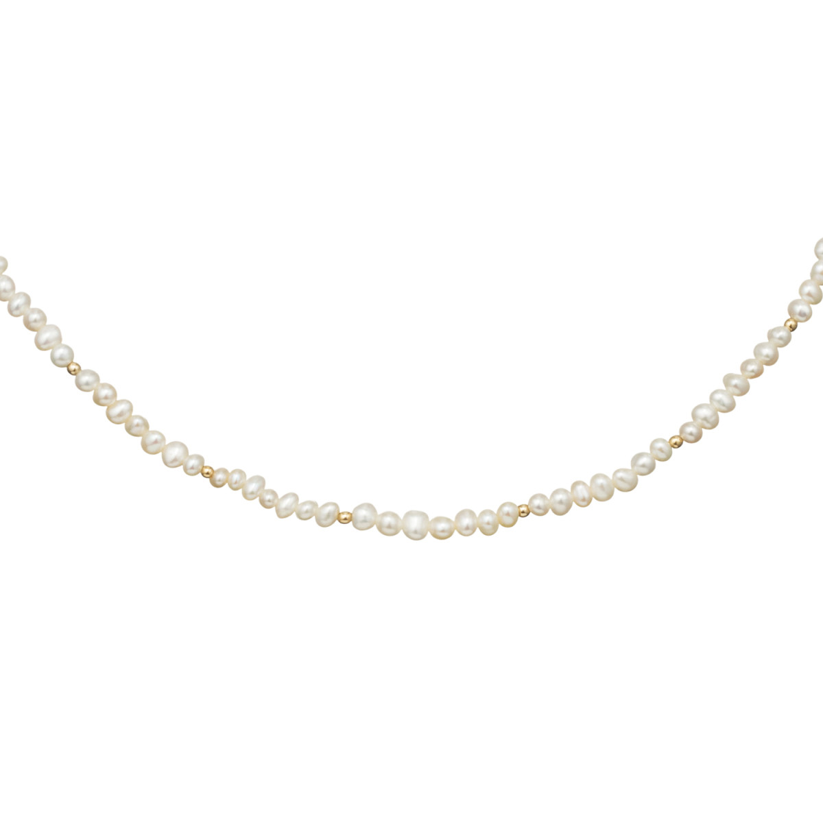 Jackie Gold JKN24.408 14-karaat gouden parel ketting 4 mm breed - Lengte 42 cm