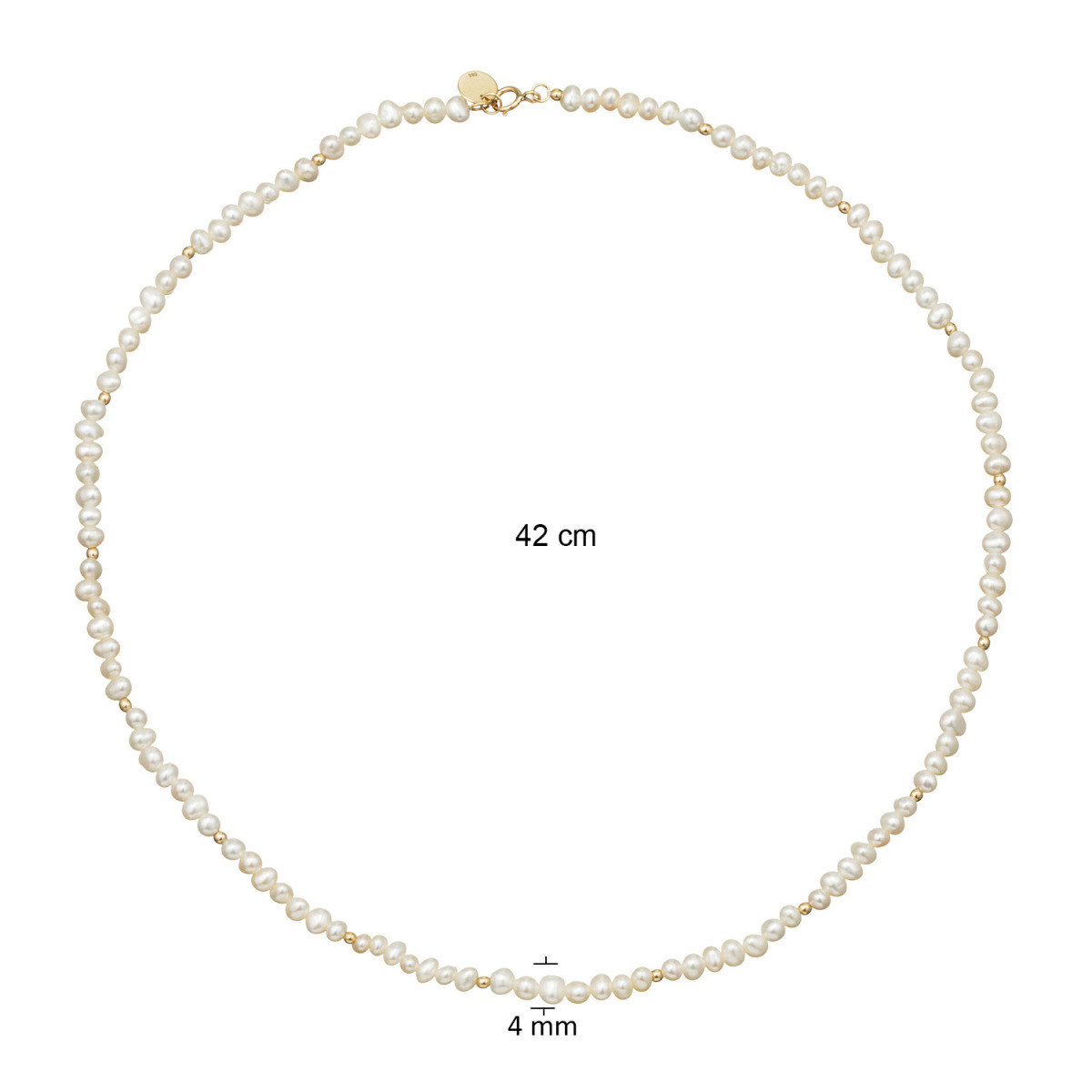 Jackie Gold JKN24.408 14-karaat gouden parel ketting 4 mm breed - Lengte 42 cm