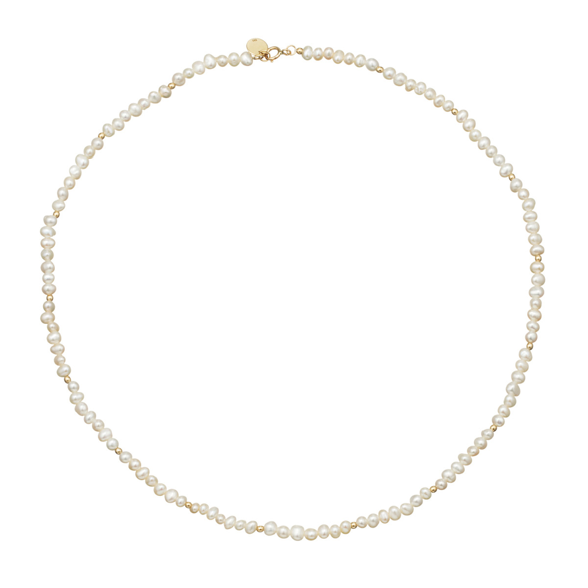 Jackie Gold JKN24.408 14-karaat gouden parel ketting 4 mm breed - Lengte 42 cm
