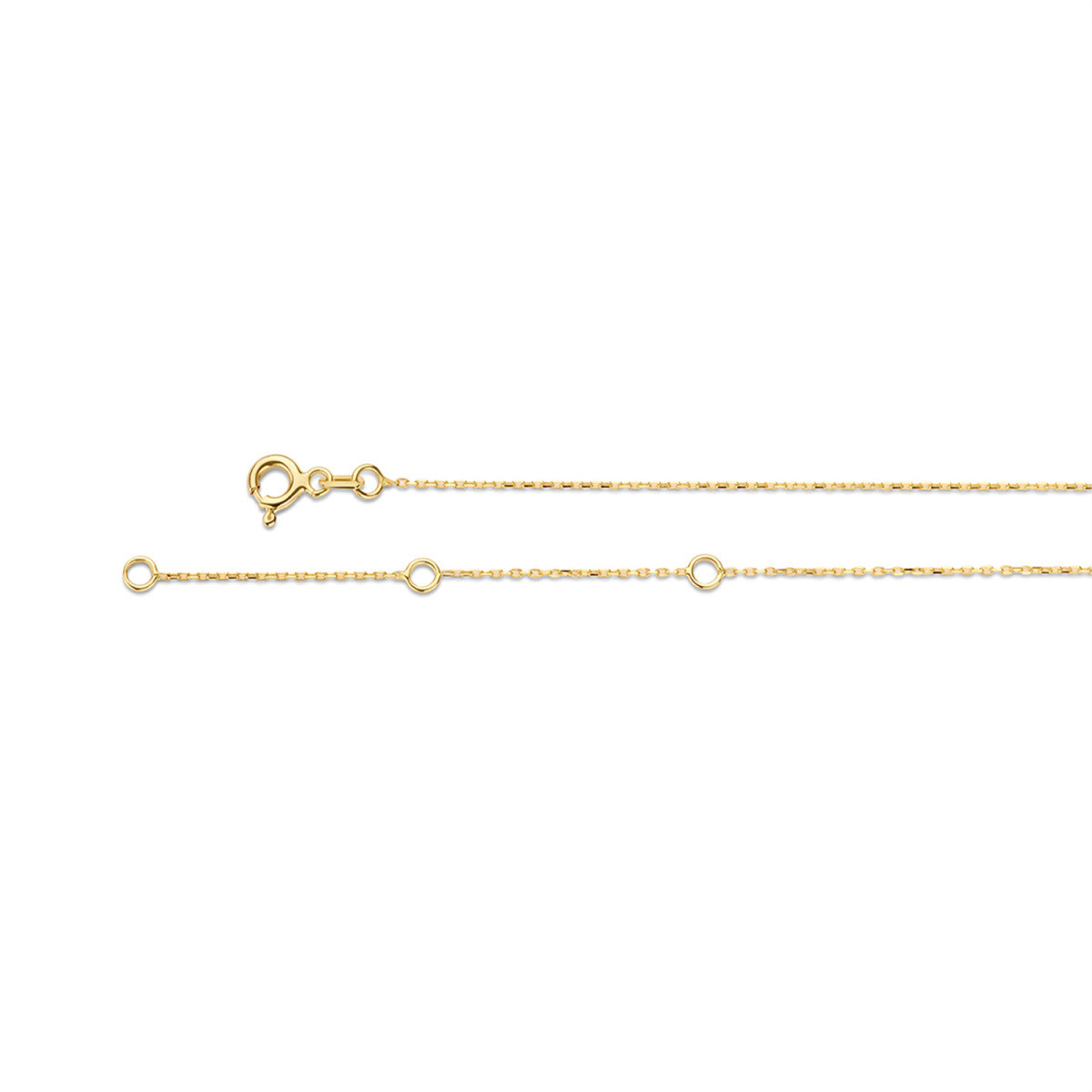 Jackie Gold JKN24.411 14-karaat gouden ketting met ronde hanger met bolletjes rand - Lengte 40-42.5-45 cm