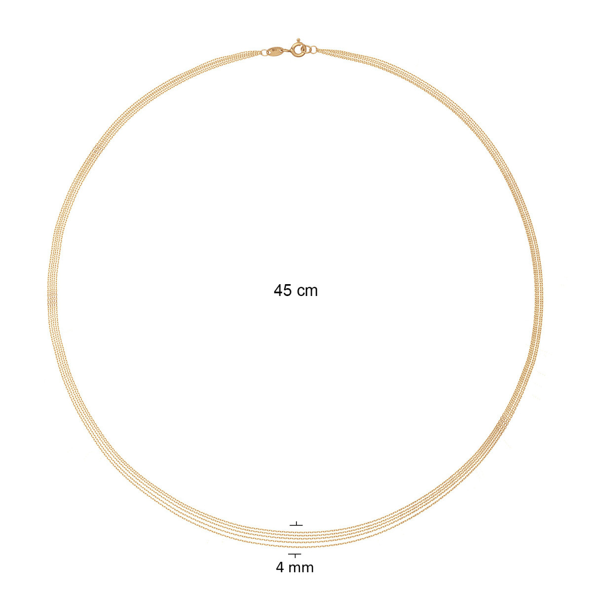 Jackie Gold JKN24.412 schakelketting van 14-karaat goud met 5 kettingen - Lengte 45 cm