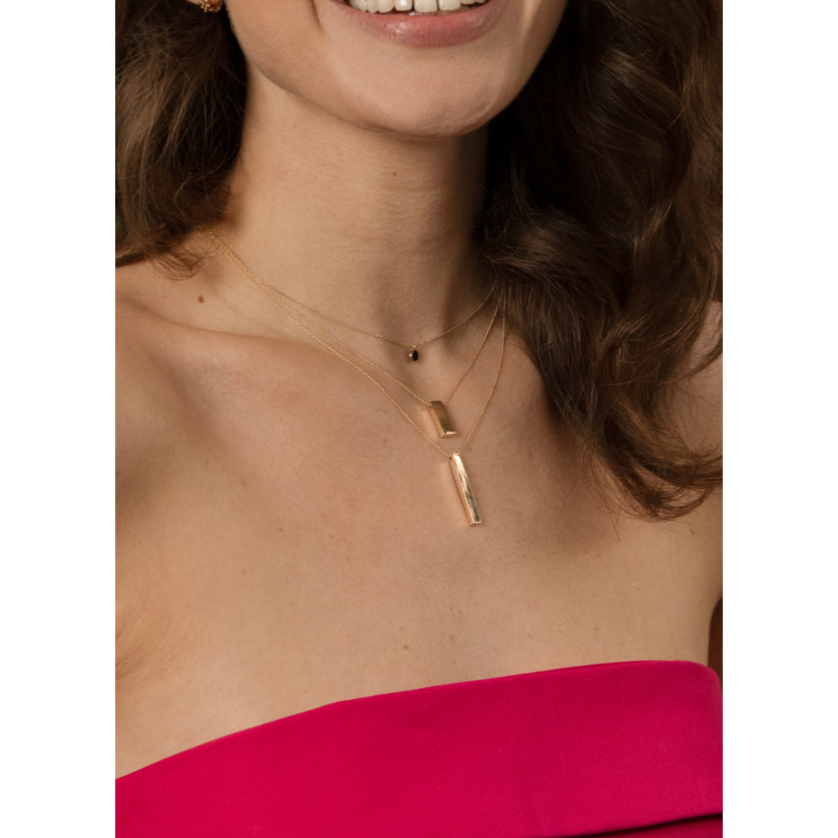 Jackie Gold JKN24.415 14-karaat gouden ketting met glanzend staafje van 15 mm - Lengte 40-42.5-45 cm