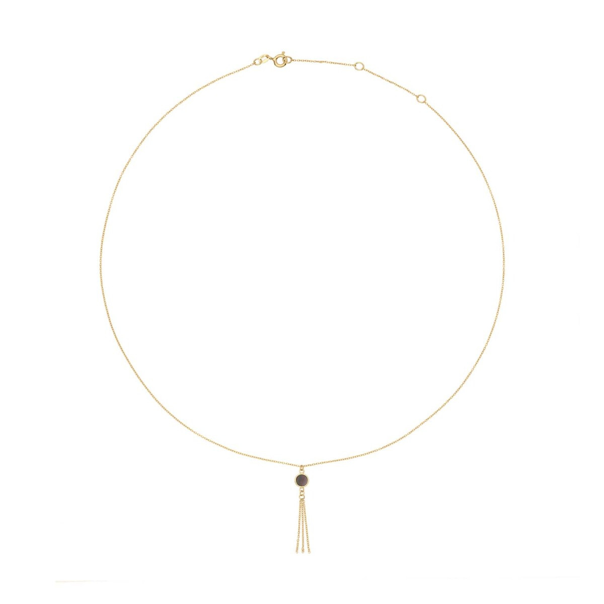 Jackie Gold JKN24.463 14-karaat gouden ketting met parelmoer en kwastje - Lengte 40-42.5 of 45 cm