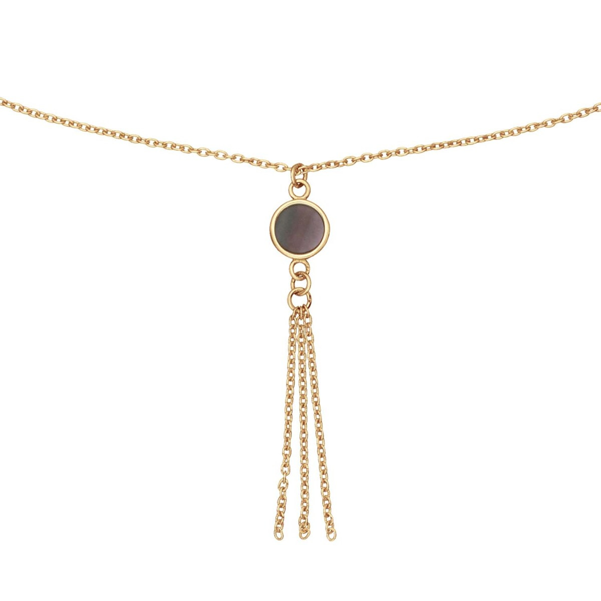 Jackie Gold JKN24.463 14-karaat gouden ketting met parelmoer en kwastje - Lengte 40-42.5 of 45 cm