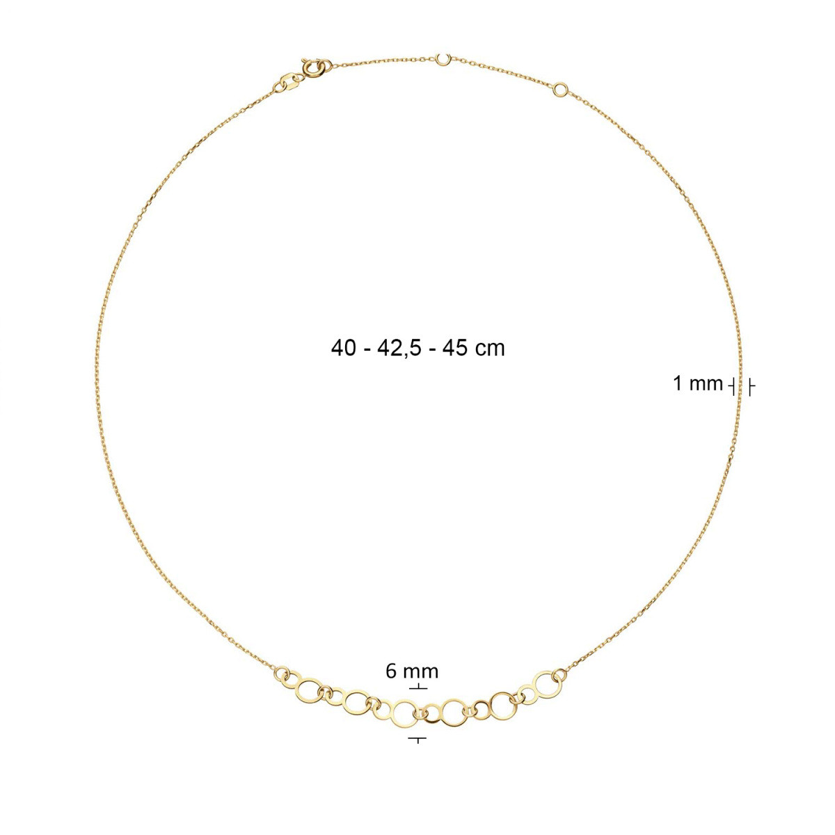 Jackie Gold JKN24.464 14-karaat gouden schakelketting met ronde open schakels  - Lengte 40-42.5-45 cm