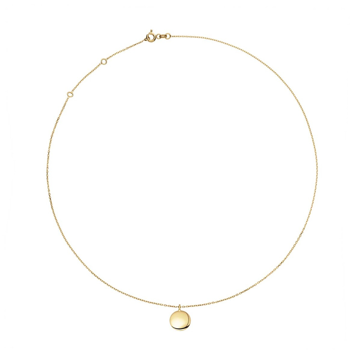 Jackie Gold JKN24.467 14-karaat gouden schakelketting met ronde hanger - Lengte 40-42.5-45 cm