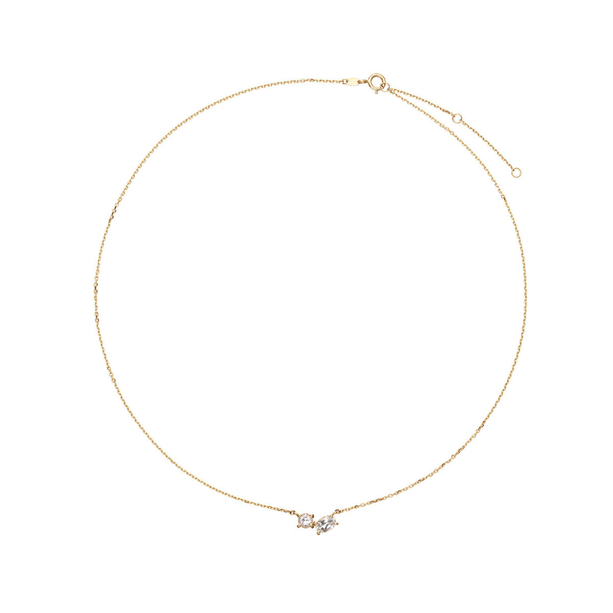 Jackie Gold JKN24.485 14-karaat gouden collier met briljante en ovale topaas - Lengte 38-40-42 cm