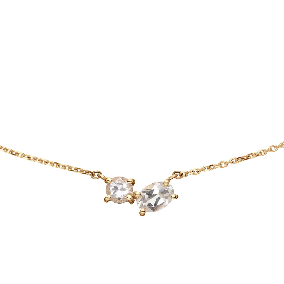 Jackie Gold JKN24.485 14-karaat gouden collier met briljante en ovale topaas - Lengte 38-40-42 cm