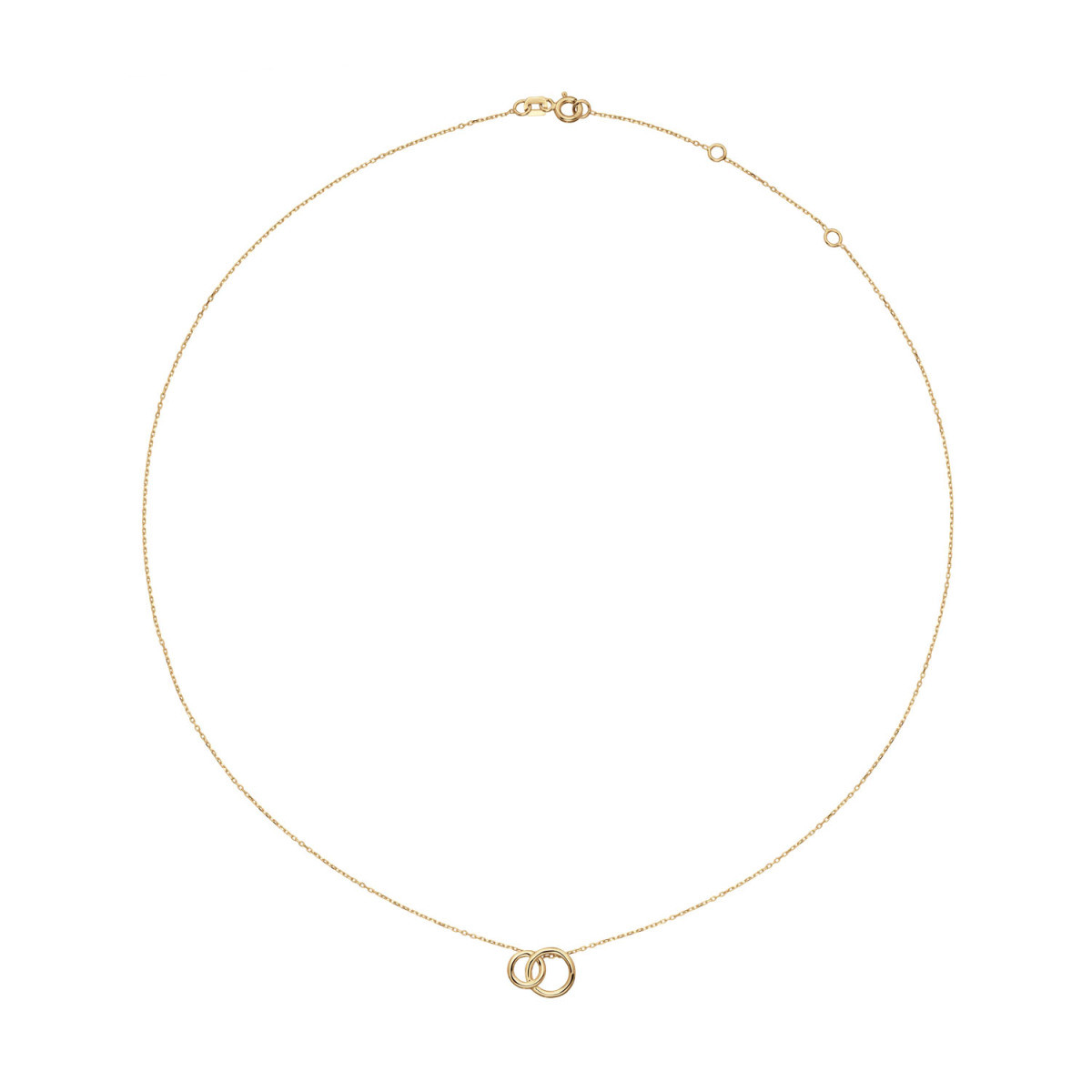 Jackie Gold JKN25.408 14-karaat gouden ketting met 2 verbonden open cirkels - Lengte 40-42.5-45 cm