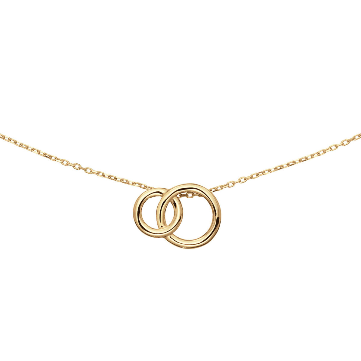 Jackie Gold JKN25.408 14-karaat gouden ketting met 2 verbonden open cirkels - Lengte 40-42.5-45 cm
