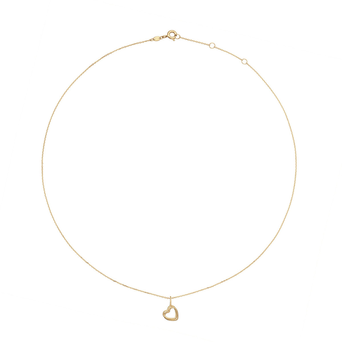 Jackie Gold JKN25.442 14-karaat gouden ketting met 2 hartjes van 12 mm - Lengte 40-42.5-45 cm