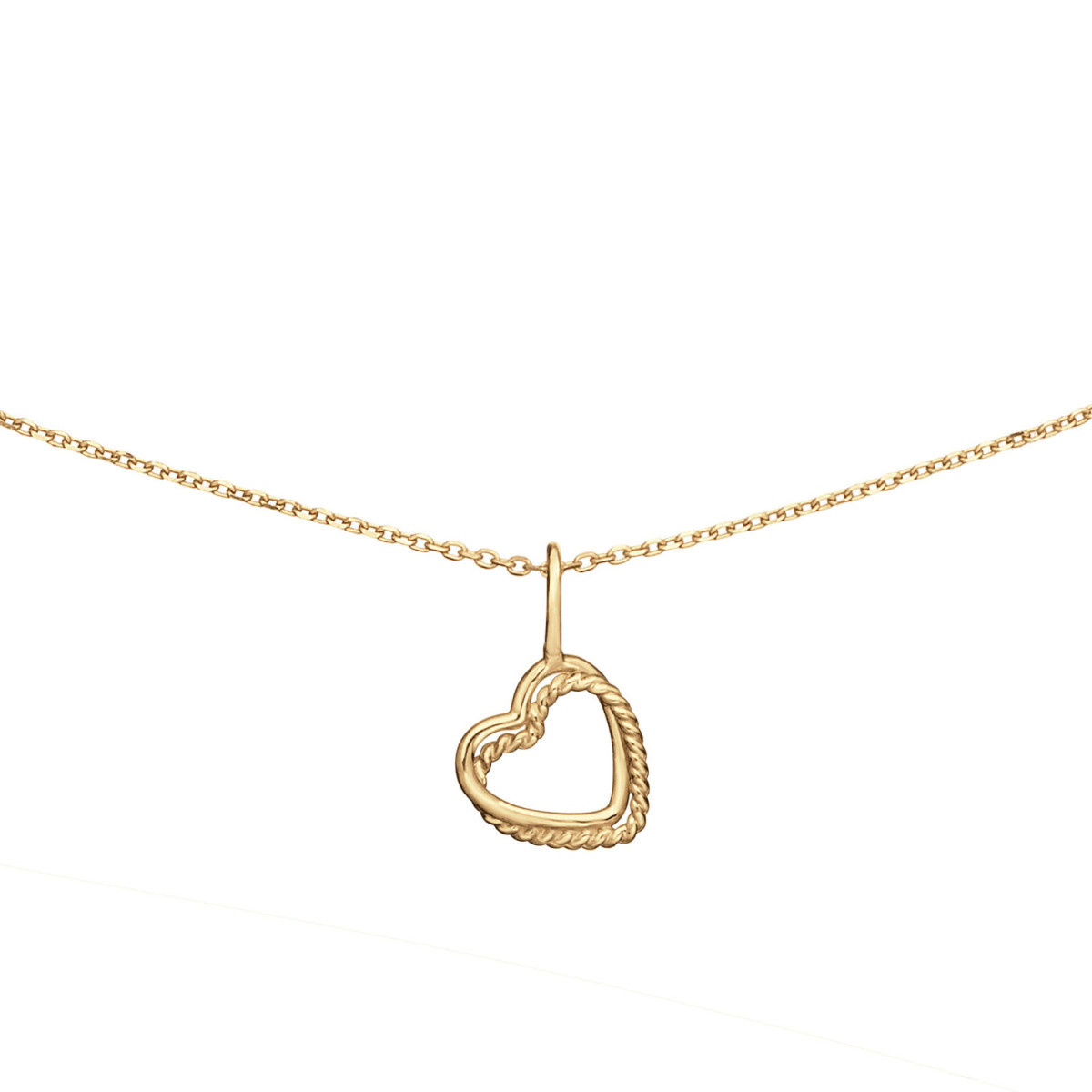 Jackie Gold JKN25.442 14-karaat gouden ketting met 2 hartjes van 12 mm - Lengte 40-42.5-45 cm