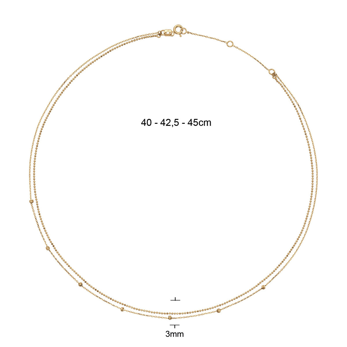 Jackie Gold JKN25.472 14-karaat gouden ketting met 2 kettingen - Lengte 40-42.5-45 cm