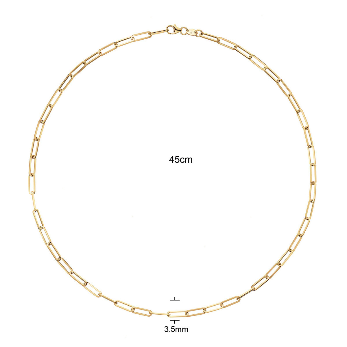 Jackie Gold JKN25.501 14-karaat gouden schakelketting met paperclip schakels 3.5 mm - Lengte 45 cm