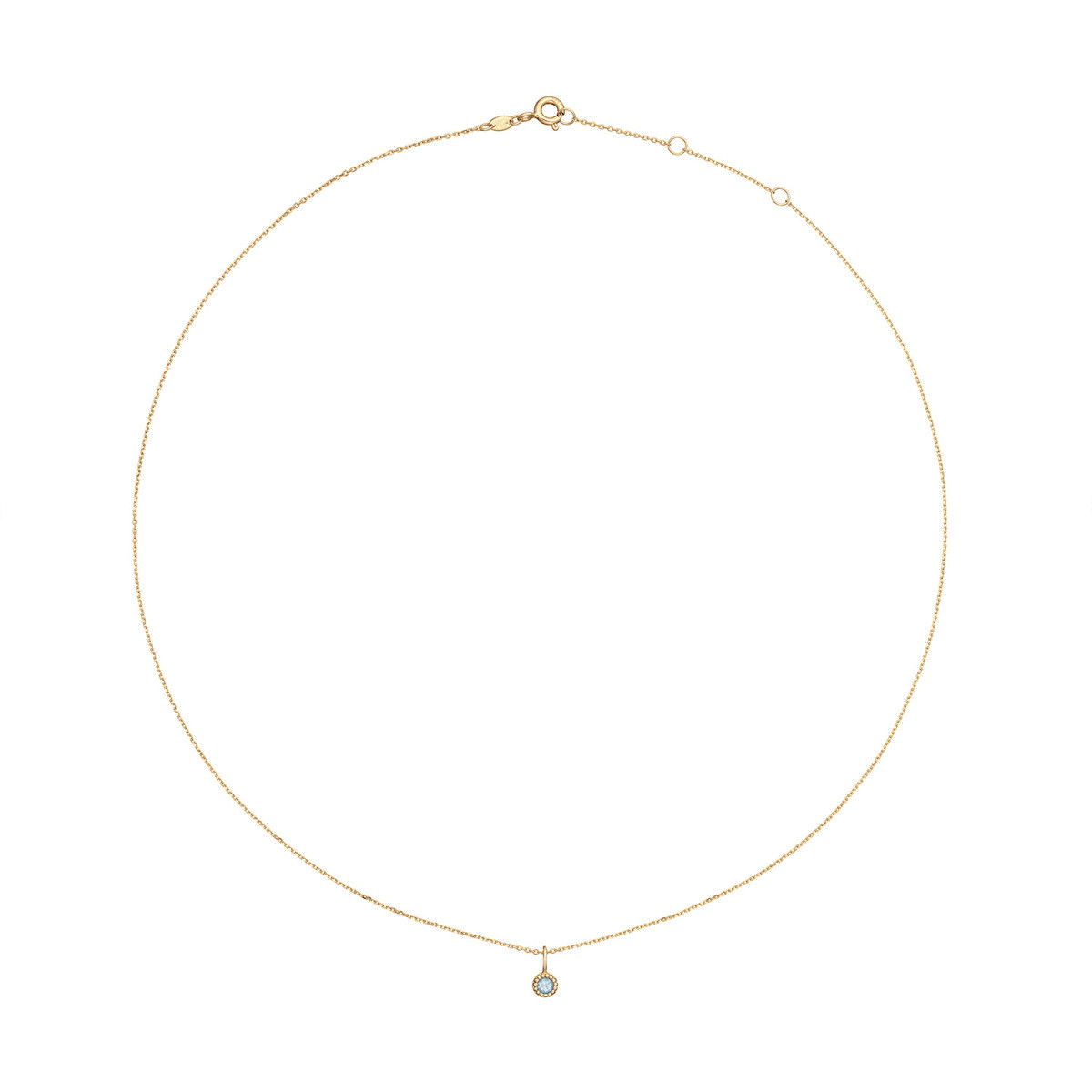 Jackie Gold JKN25.512 14-karaat gouden ketting met blauwe topaas hanger - Lengte 38-40-42 cm