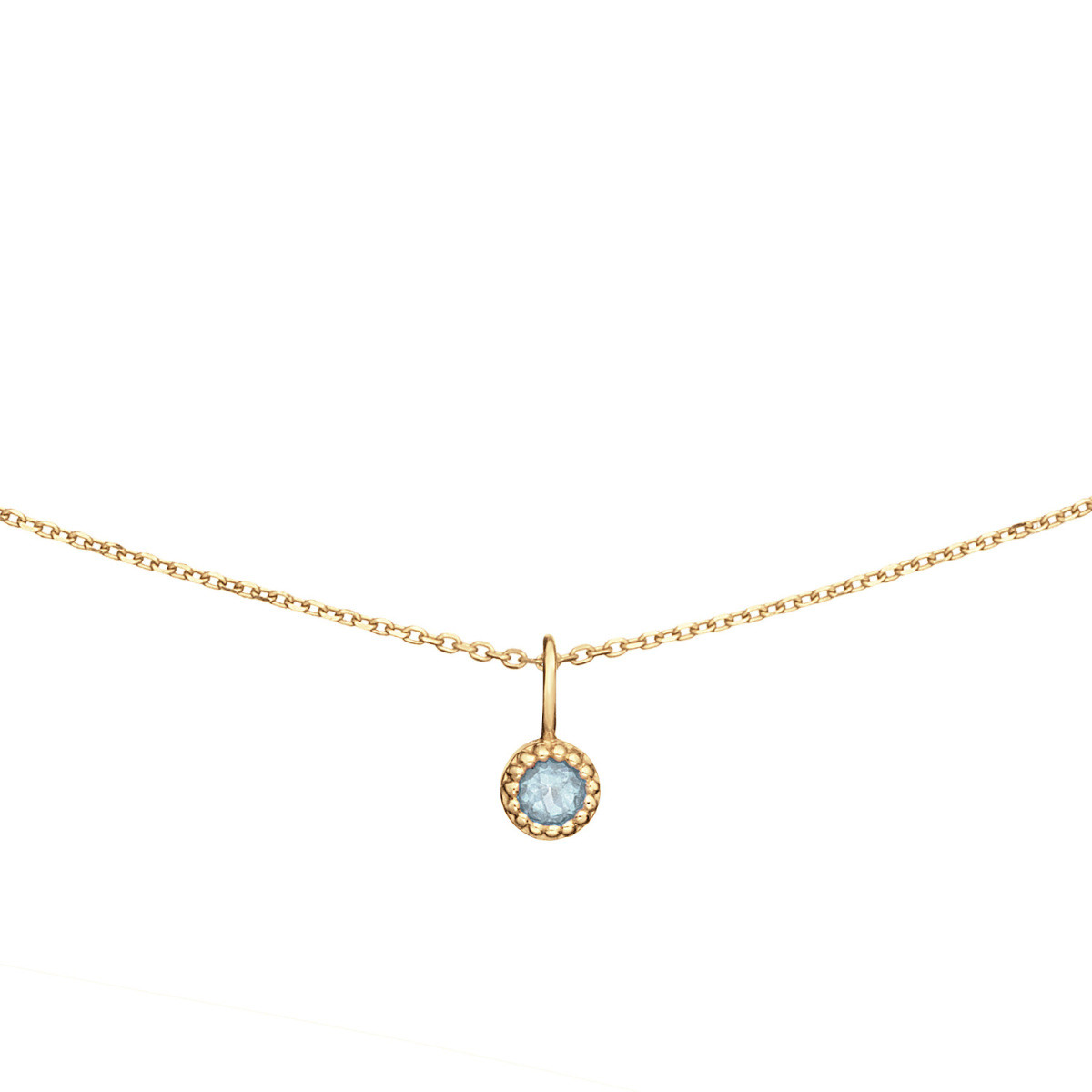 Jackie Gold JKN25.512 14-karaat gouden ketting met blauwe topaas hanger - Lengte 38-40-42 cm