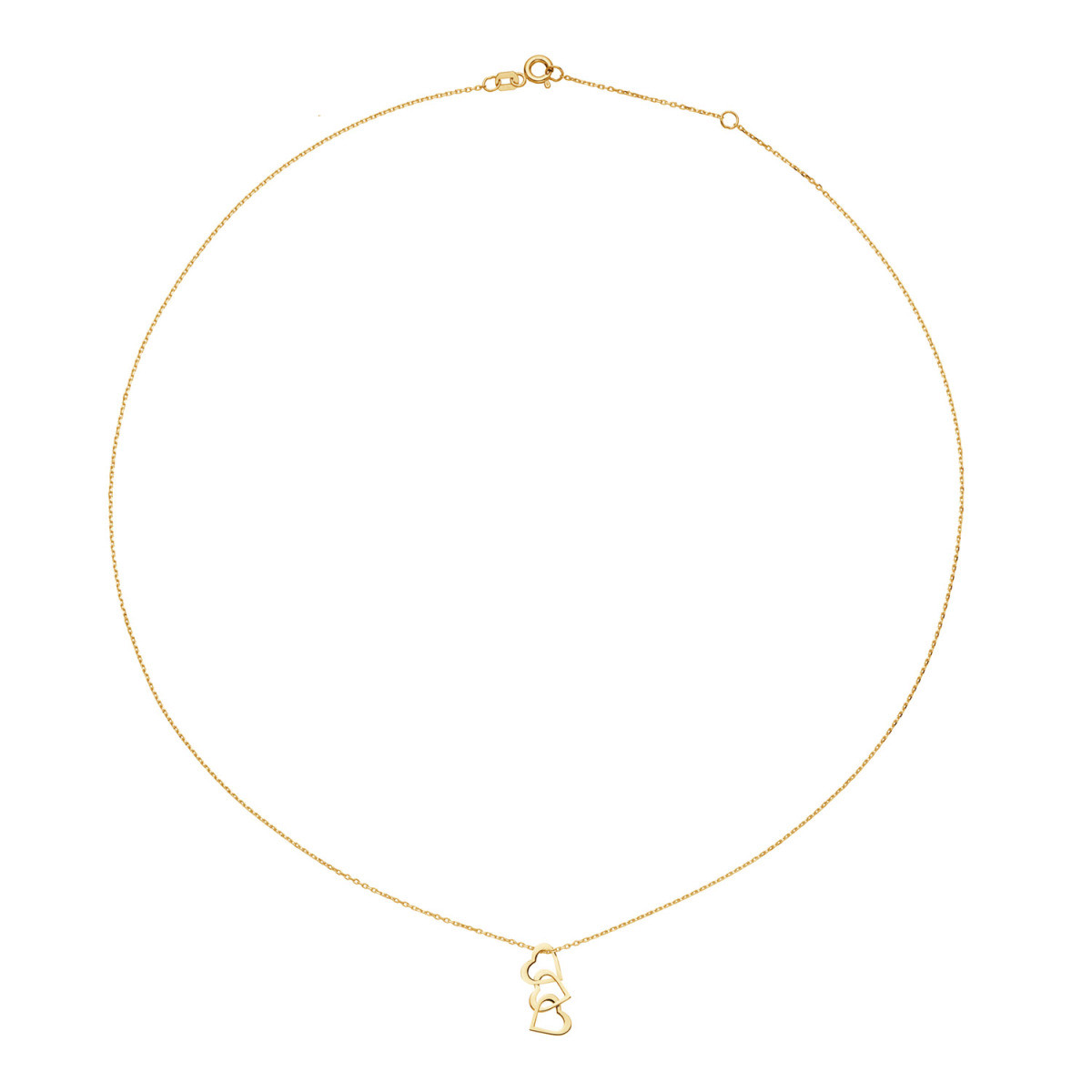 Jackie Gold JKN25.550 14-karaat gouden collier met 3 open hartjes - Lengte 40-42-45 cm