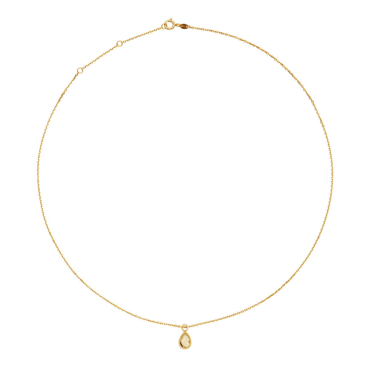 Jackie Gold JKN25.560 collier van 14-karaat goud met gele citrien hanger - Lengte 40-42.5-45 cm