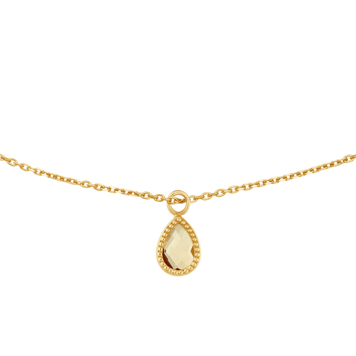 Jackie Gold JKN25.560 collier van 14-karaat goud met gele citrien hanger - Lengte 40-42.5-45 cm