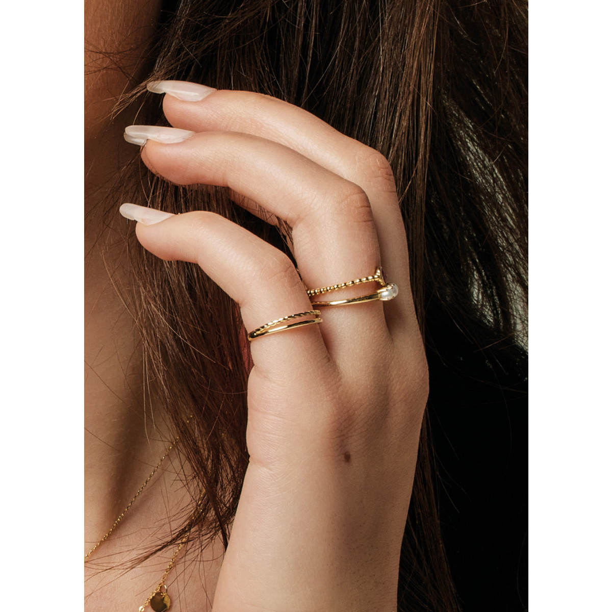 Jackie Gold JKR20.026 14-karaat gouden ring glanzend met 2 banden
