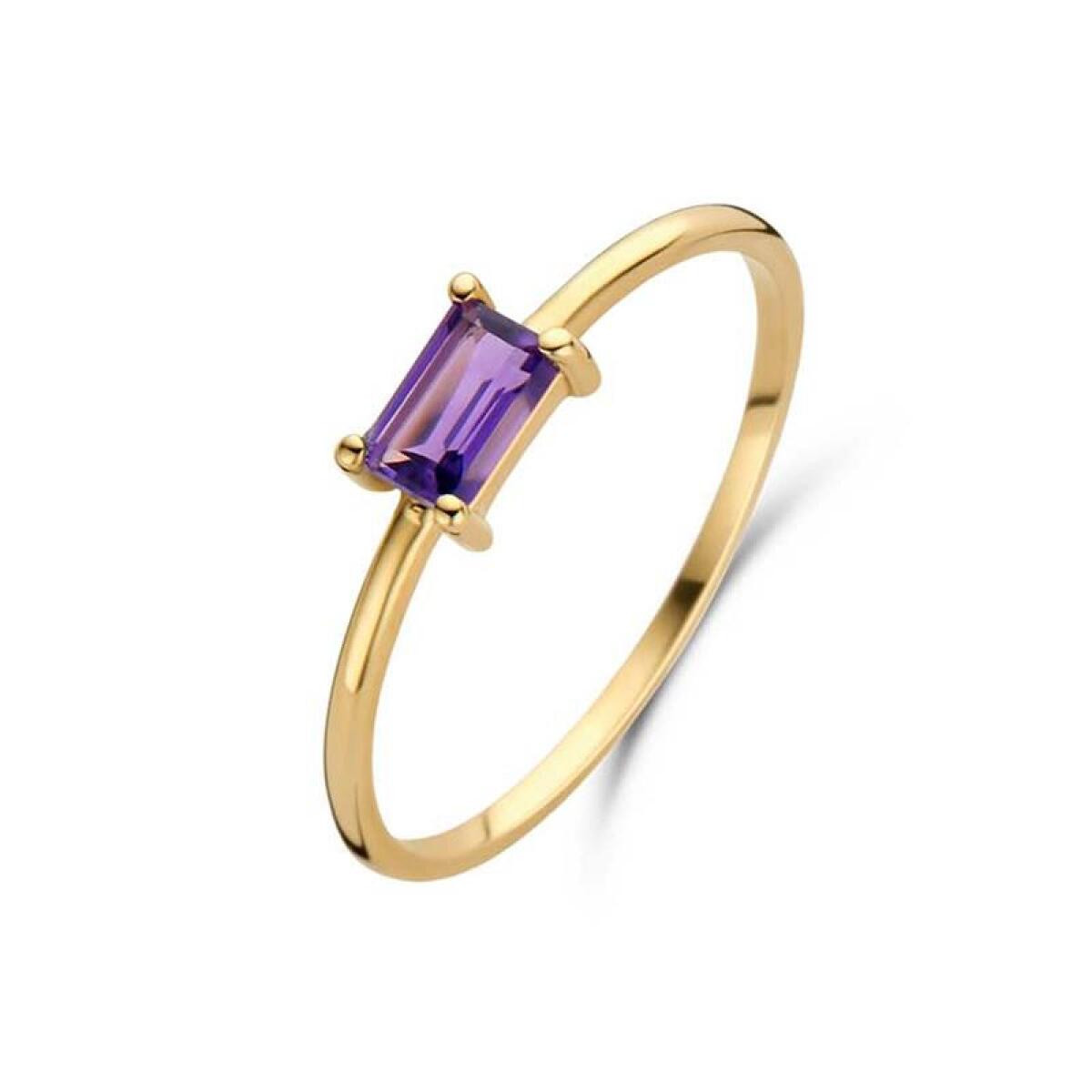 Jackie Gold JKR22.156 14-karaat gouden ring met paarse amethist baguette 3 mm