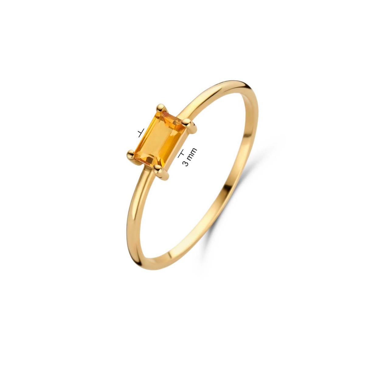Jackie Gold JKR22.157 14-karaat gouden ring met baguette citrien 3 mm